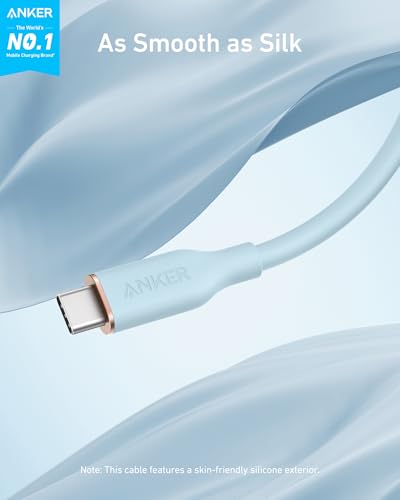 Image of Anker USB C Cable, Type C Fast Charging Flow Cord for iPhone 1716 /15 Series, MacBook Pro 2020, and More (USB 2.0,240W, 1 Pack, Blue, 6FT)