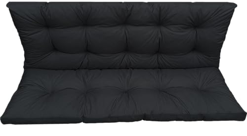 IN WOHO Hollywoodschaukel Auflage Schwarz 180x60x50 cm wasserabweisendes Sitzkissen für Gartenbank und Schaukel Outdoor Auflage