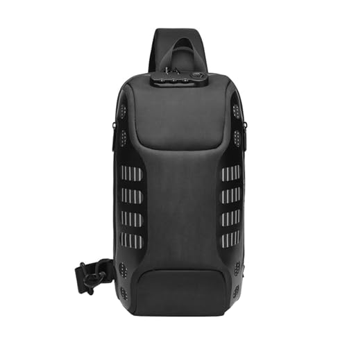 Waterproof Men Chest Bag Shoulder Bag Men Sports Business Chest Bag Single Shoulder Bag (Color : Black)
