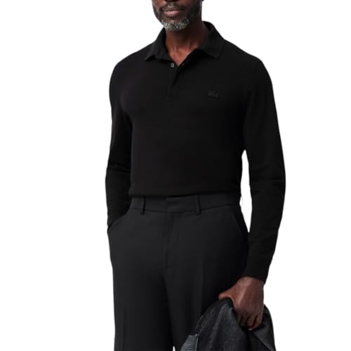 Lacoste Mens Long Sleeve Paris Polo Shirt, Black, Small US