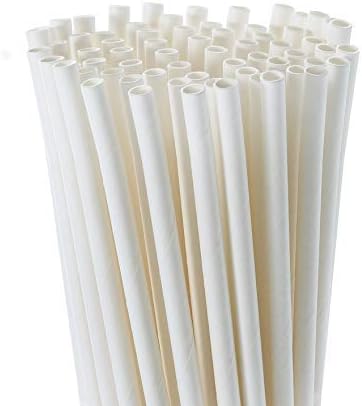 GL Creation Paper White Drinking Straws - Durable and Eco-Friendly Colorful - Party Decoration Supplies - Made in India (6 MM, 100)