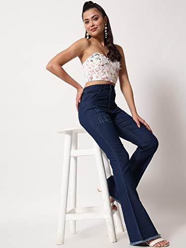 Image of KOTTY Flare Bottom Jeans for Women - Stylish Slim Fit with Bell Shape Leg