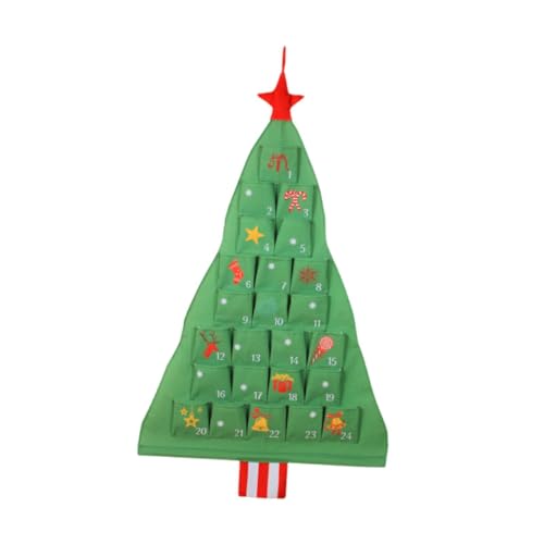 Fancyes Calendário do Advento de Natal de 24 dias com bolsos Contagem regressiva de 24 dias para o Natal Calendário pendurado Sacola para pendurar na parede