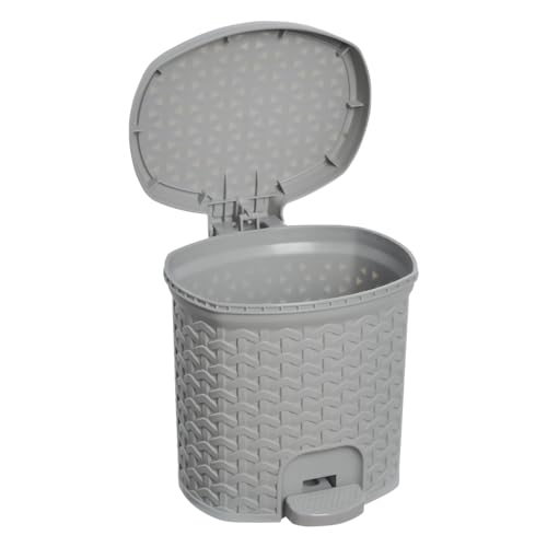 Image of keeeper Multi-Purpose bin with lid, Rattan Design, Capacity 3L, Size 19.5 x 20.5 x 20.5 cm, Nordic Grey