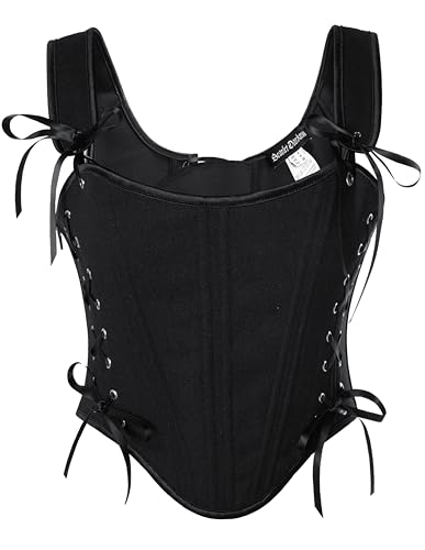 Image of Scarlet Darkness Women Renaissance Corset Floral Lace Up Overbust Bustier Corset Tops Black Size 12