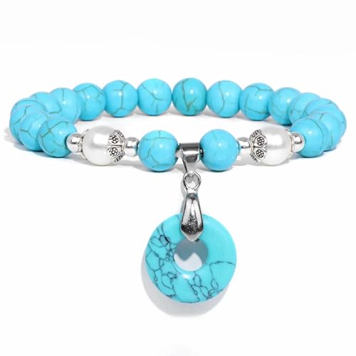Pulsera de piedra turquesa azul ligera ajustable que no irrita la piel 5