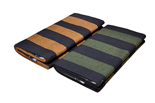 Image of RETRO 100% Pure Cotton Striped Design Lungi For Men (2.00 Meters - 2.25 Meters - 2.50 Meters) Stitched Unstitched Available