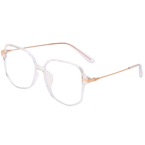 Teumire Oversized Square Blue Light Blocking Glasses for Women Men TR90 Ultralight Nerd Frames Clear Lens Computer Eyewear(New Transparent)