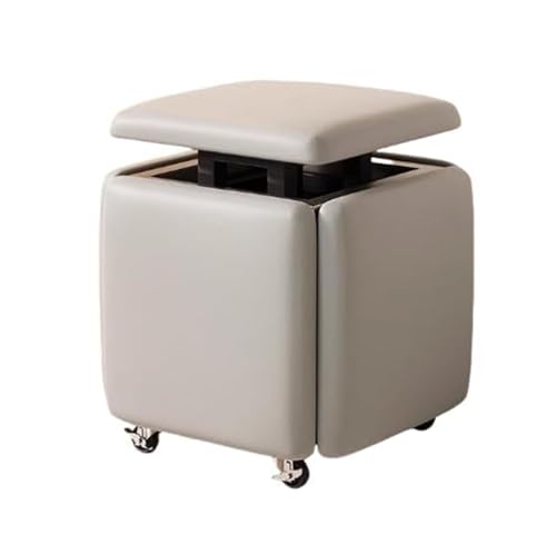 5-in-1 Storage Ottoman with Wheels, Stack Cube Chair & Bench,