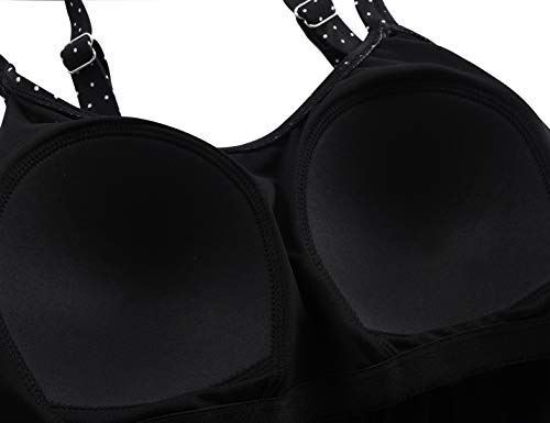 Image of Septangle Women's Tankini Swimsuit Two Pieces Set Ruffle Swimwear Bathingsuit with Boyshort
