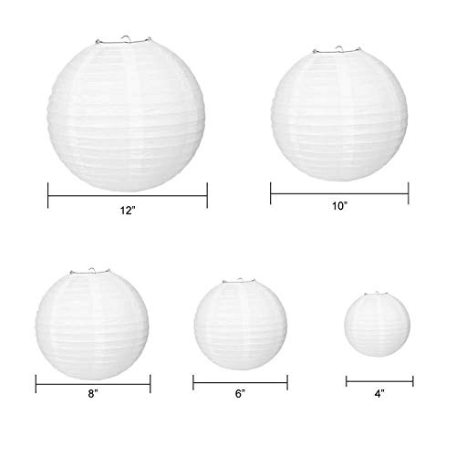 Paxcoo 24 Pack White Paper Lanterns with Assorted Sizes