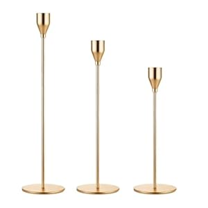 Candle Holders for Taper Candles, Set of 6 Metal Candle Stand Modern Decorative Candlestick Holder for Wedding, Dinning, Party (Gloden)