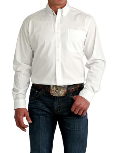 Cinch Western Shirt Mens Long Sleeve Stretch Solid XS White MTW1347152