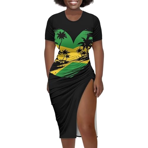 Image of Short Sleeve Dress for Women,Sexy Bodycon Dress,Plus Size Slit Dress,String Design s-4xl