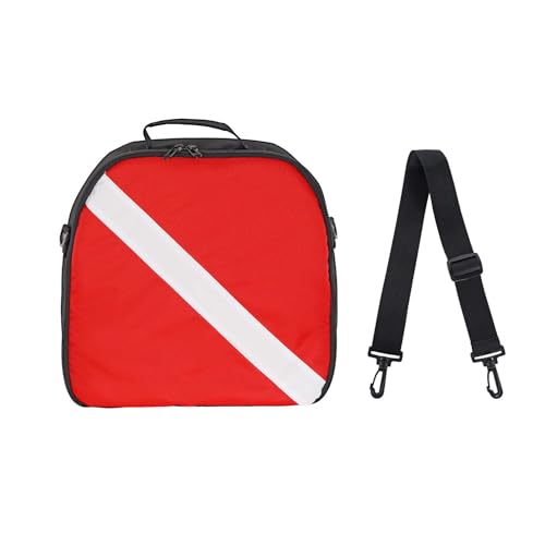 JUSTOOP Scuba Regulator Bag Diving Regulator Protective Bags with Double Lockable Zippers Carry on Bag for Dive regulator with Adjustable Shoulder Strap Diving Flag Pattern Design
