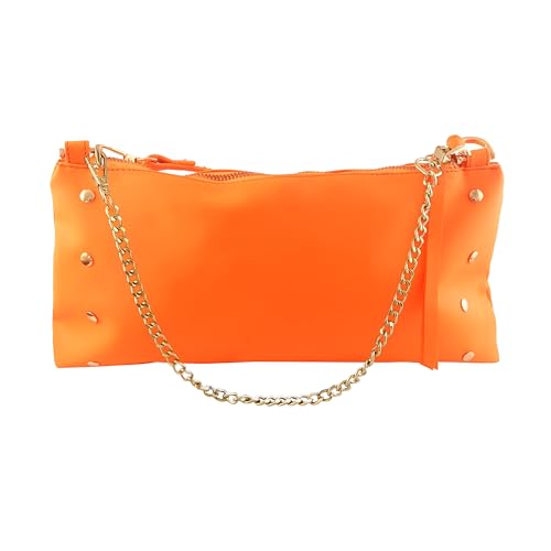 Image of Gaya NIOR Sling to Shoulder Bag, Black, Gold-Tone Chain Strap, Zip Closure, Studded Detail