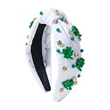Guojiang Fashionable Hairband Knotted Headwear Crystal Headband Photo Props Party Cosplay Costumes Dancing Party Accessories Shamrock Celebration Hairpiece