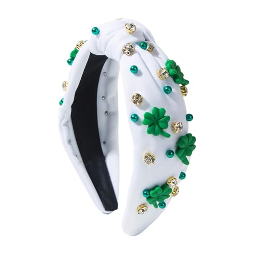 Guojiang Fashionable Hairband Knotted Headwear Crystal Headband Photo Props Party Cosplay Costumes Dancing Party Accessories Shamrock Celebration Hairpiece