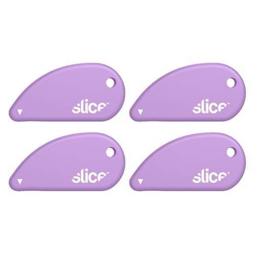 Image of Slice Micro Safety Cutter | Safe Ceramic Box Cutter Lasting 11x Longer than Metal | Keychain Box Opener | 4 Pack | Lavender