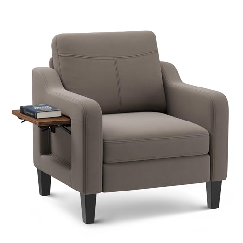 Accent Chair with Foldable Table and Pockets