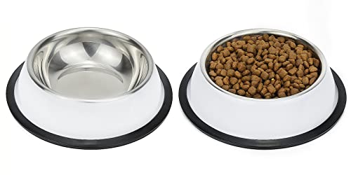 Podinor Hundenäpfe Schüssel aus Edelstahl, für Futter und Wasser, rutschfest, stapelbar, für kleine, mittelgroße und große Hunde, 2 Stück