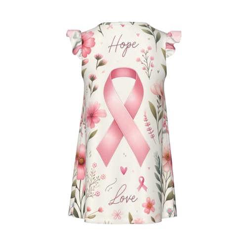 Augenstern Flutter Sleeve Nightgown Pajama Gown Breast-Cancer-Ribbon-Hope Easy Pull-On Sleepwear Nightdress2