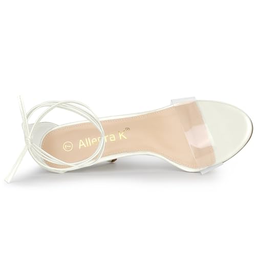 Allegra K Women's Clear Strap Stiletto Heel Lace Up Heels Sandals4