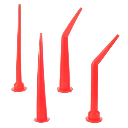 SKISUNO 4 Piezas Pistola de Silicona Boquilla de Gel Roja Reutilizable y Aplicación Precisa, Diseño Alargado y Curvado para Reparación de Coches y Mejoras Hogar