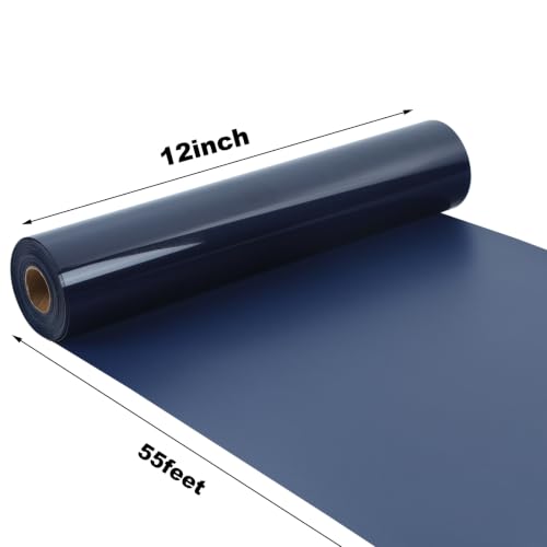 Image of guangyintong Heat Transfer Vinyl 12 inch x 55ft Navy Blue Iron on Vinyl