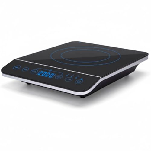 Piastra a Induzione Portatile 2000 W Con Pannello Touch Piano Cottura Elettrico In Vetroceramica Con Timer 10 Livelli Di Potenza Display LED E Funzioni Di Sicurezza Avanzate 29 × 37 × 6.5 cm Nero