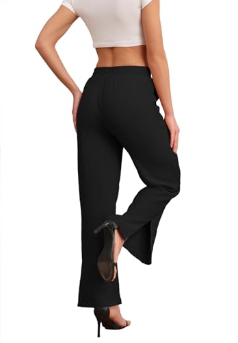 DILIUXING Women's Wide Leg Lounge Pants with Pockets Side Slits Lightweight High Waisted Loose Trouser3