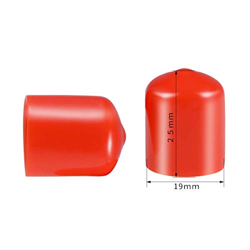 Screw Thread Protectors, PVC Rubber Round Tube Bolt Cap Plastic End Cap Cover Thread Protectors Red, Inner Dia 19mm, 50 Pcs - Image 2
