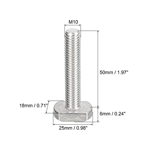 Image of uxcell T-Slot Bolts, 5pcs M10x50mm T Slot Drop-in Stud Sliding Bolts 304 Stainless Steel T Shape Screws for T Track