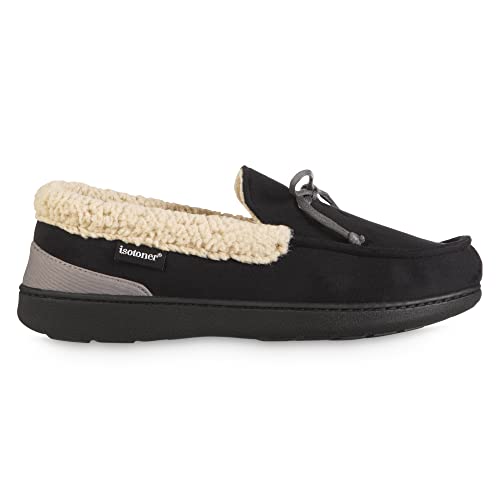 Image of isotoner Men's Indoor /Outdoor Slip-on Vincent Microsuede Moccasin Slippers With Memory Foam Comfort