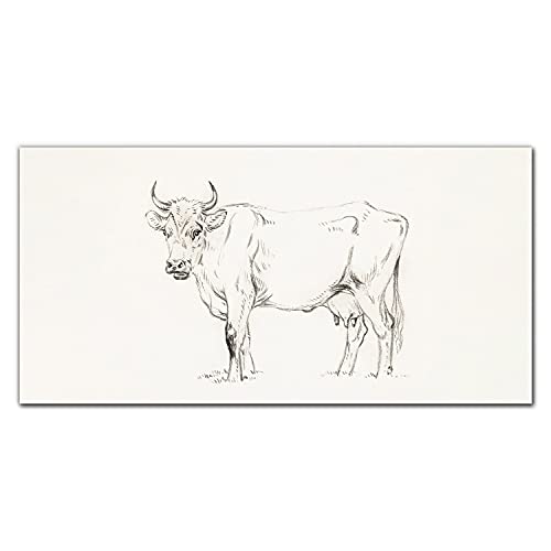 Tableau en verre trempé 100x50 cm motif vache de campagne pour salon