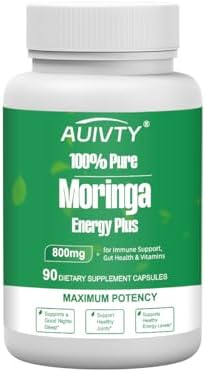 Moringa Capsules 800mg – 90 Vegan Capsules | Pure Moringa Leaf Powder Supplement for Natural Energy, Digestive Balance, Antioxidant & Daily Wellness | Non-GMO, Plant-Based, Made in USA