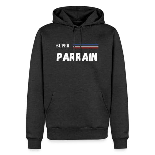 Cadeau parrain baptême original avec le sweat à capuche homme premium Super Parrain