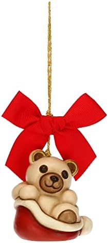 THUN – Addobbo Natalizio Teddy Piccolo – Ceramica – Linea Natale – Living, Arredare la Casa – 4,5×3,7×4,8 cm h