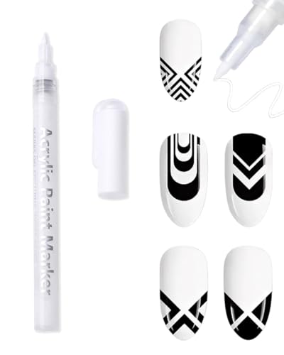GRETY French Nails, penna bianca per unghie, 3D, per unghie in gel bianco, per manicure, per unghie, colore bianco, punta per unghie