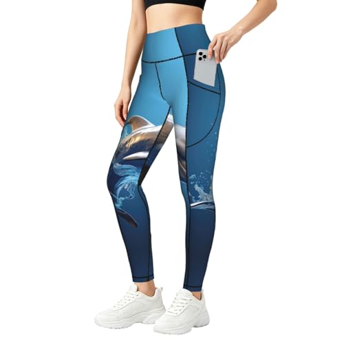 Leggings de delfín 3D con bolsillos que no se bajan durante las sentadillas