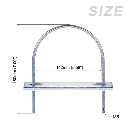 Image of METALLIXITY U Bolts 2 Sets (M6x142x180mm), Round U Bolt Steel with Accessories - for Construction, Pipe