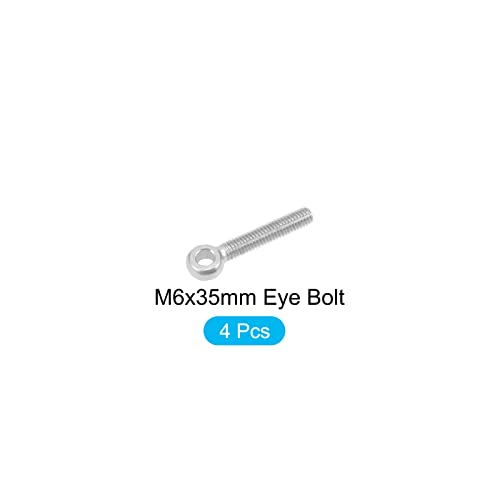 Image of METALLIXITY Shoulder Swing Lifting Bolt (M6x35mm) 4Pcs, 304 Stainless Steel Eye Bolts - for Home Renovation, Pipeline Gate Valves Fasteners, Silver