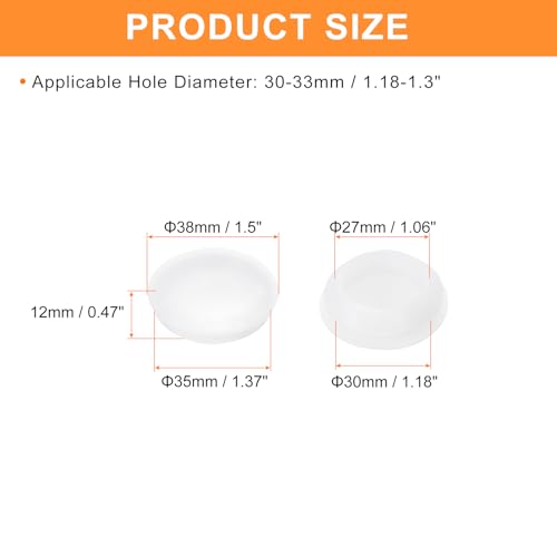 Image of uxcell 2 Pcs Silicone Plugs, Rubber Round Snap in Locking Hole Plugs for 30-33mm Hole, Hole Stoppers Waterproof Hole Plug for Metal Tube, Furniture End Caps Inserts, Clear