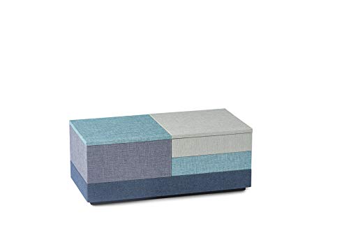 Preisvergleich Produktbild NAV Scandinavia Stack Schmuckbox Schmuckschatulle Schmuckkästchen aus MDF, Canvas und Samt Größe L, 4tlg. stapelbares Set blau, grün, grau und türkis, 24 x 12 x 9.5 cm