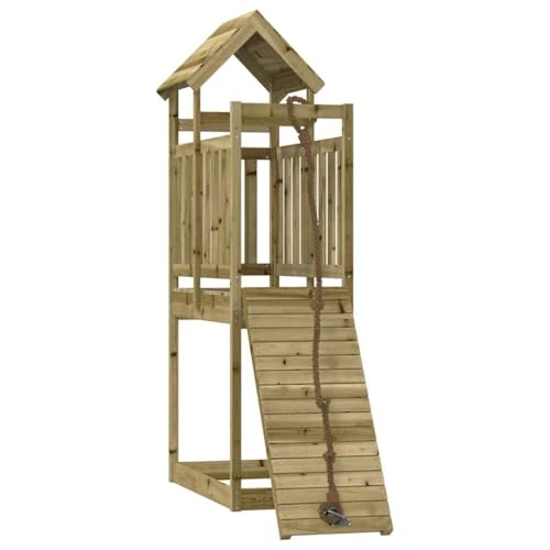 vidaXL Spielturm, Klettergerüst mit Kletterwand, Kinder Kletterturm mit Holzdach, Spiel-Zubehör für Garten, Holz Spielplatz, Imprägniertes Kiefernholz