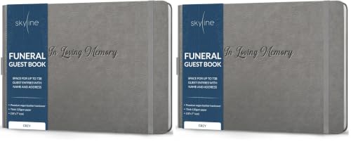 Image of Skyline Funeral Guest Book for Memorial & Funeral Services - In Loving Memory Guest Sign In Book for Funerals - 738 Guest Entries with Name & Address, 129 Pages, Hardcover, 10x7″ (Gray) (Pack of 2)