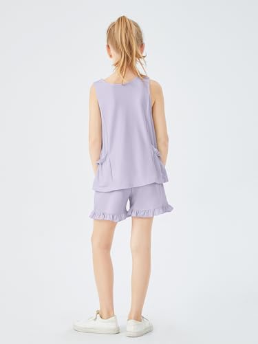 Image of Girls Clothing 2 Piece Summer Set Short Sleeve Tops Shirts Baggy Shorts with Pockets Fashion Outfits for Kids