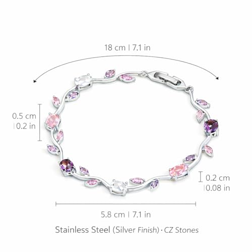 Image of Trendy Tulip Bracelet for Women | Gold Plated Pink Crystal Floral Bracelet | Elegant Minimalist Jewelry | Adjustable Chain Bracelet Gift for Girls Women | Stylish Party Daily Wear Accessory