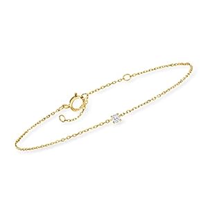 RS Pure by Ross-Simons Diamond-Accented Station Bracelet in 14kt Yellow Gold
