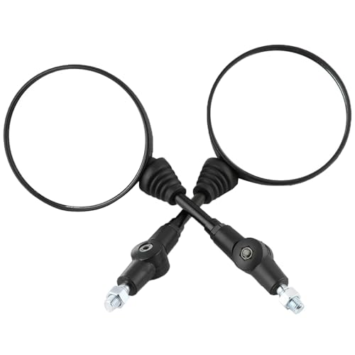 Motorcycle Rearview Mirror Round Side Mirrors High Grade ABS Aluminum Adjustable Folding Handlebar Ultra Clear Vision Replacement for KLX250 KL250 Black 2Pcs